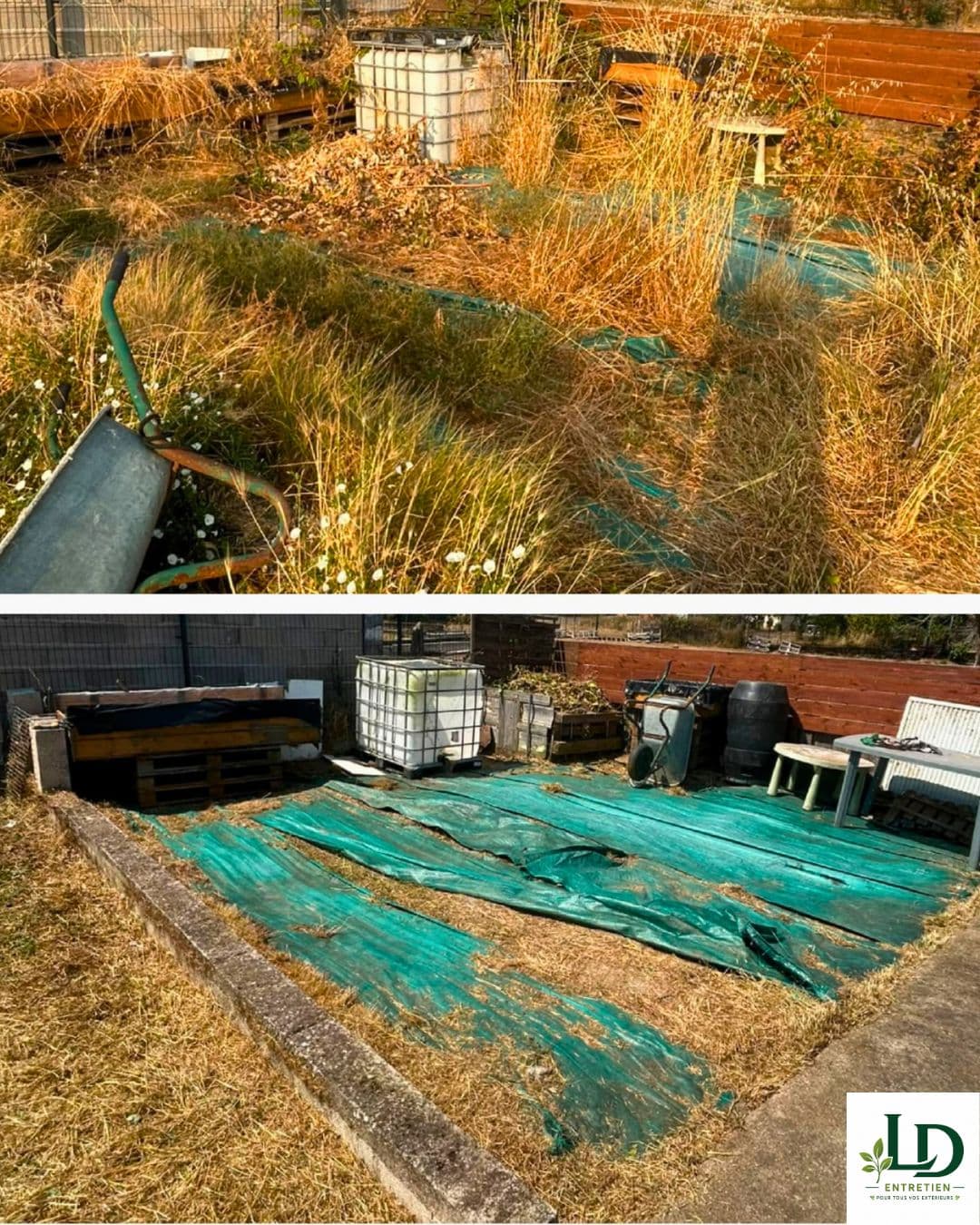 Before and after outdoor cleaning and garden maintenance in Carmaux, Tarn